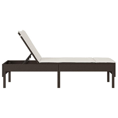 Sonnenliege mit Auflage Braun 55x200x44 cm Poly Rattan