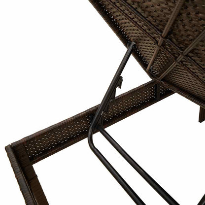 Sonnenliege mit Auflage Braun 55x200x44 cm Poly Rattan