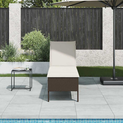 Sonnenliege mit Auflage Braun 55x200x44 cm Poly Rattan