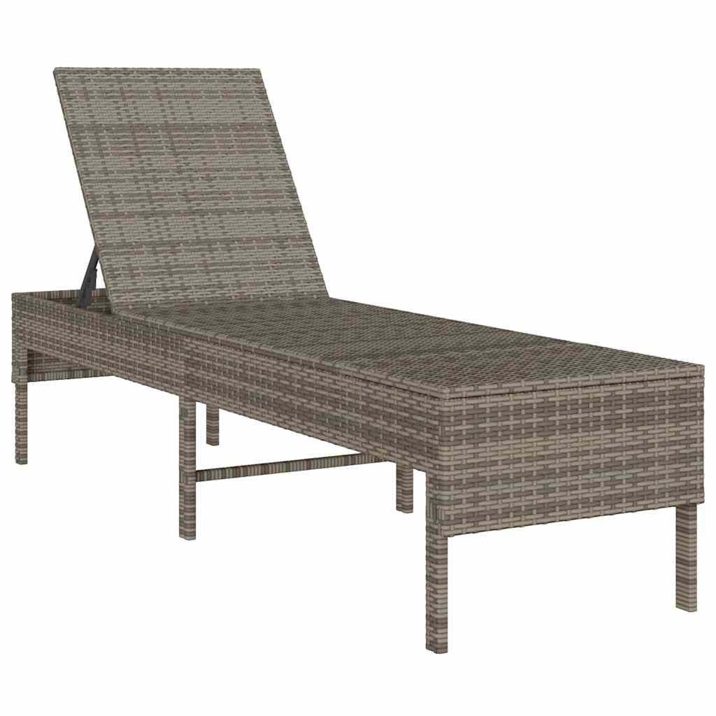 Chaise longue avec coussin gris 55x200x44 cm en résine tressée