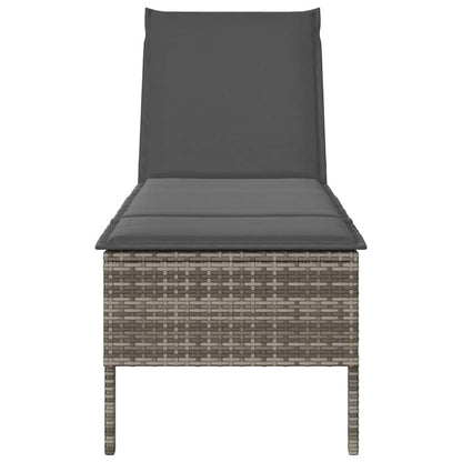 Sonnenliege mit Auflage Grau 55x200x44 cm Poly Rattan