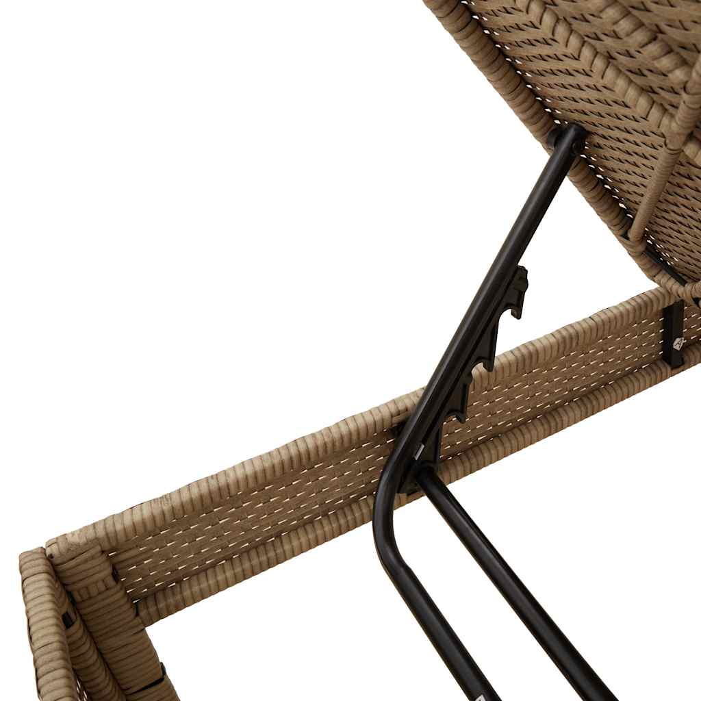 Chaise longue avec coussin beige 55x200x44 cm en résine tressée
