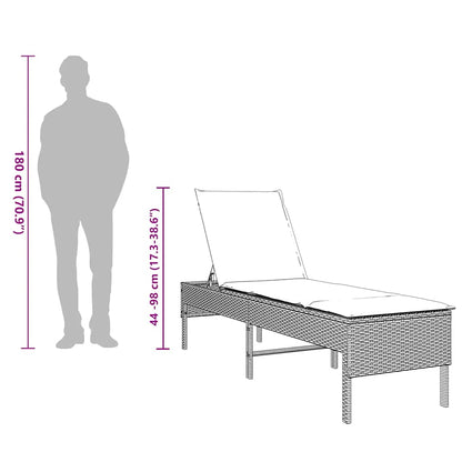 Sonnenliege mit Auflage Hellgrau 55x200x44 cm Poly Rattan