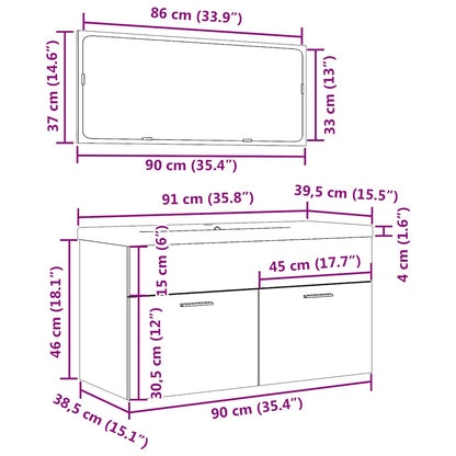 3-tlg. Badmöbel-Set Betongrau Holzwerkstoff