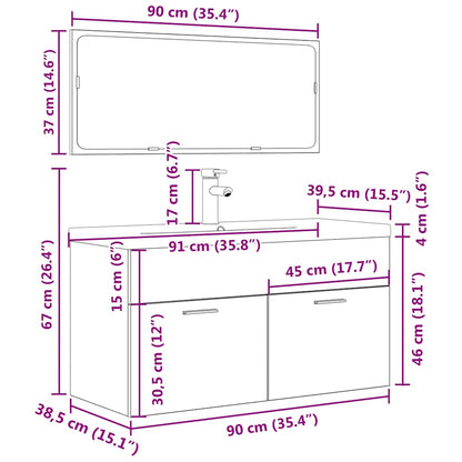 3-tlg. Badmöbel-Set Betongrau Holzwerkstoff