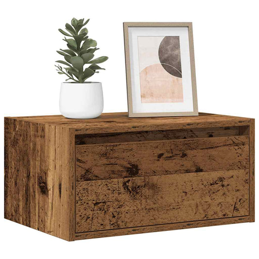 Table de chevet murale avec éclairage LED aspect bois récupéré