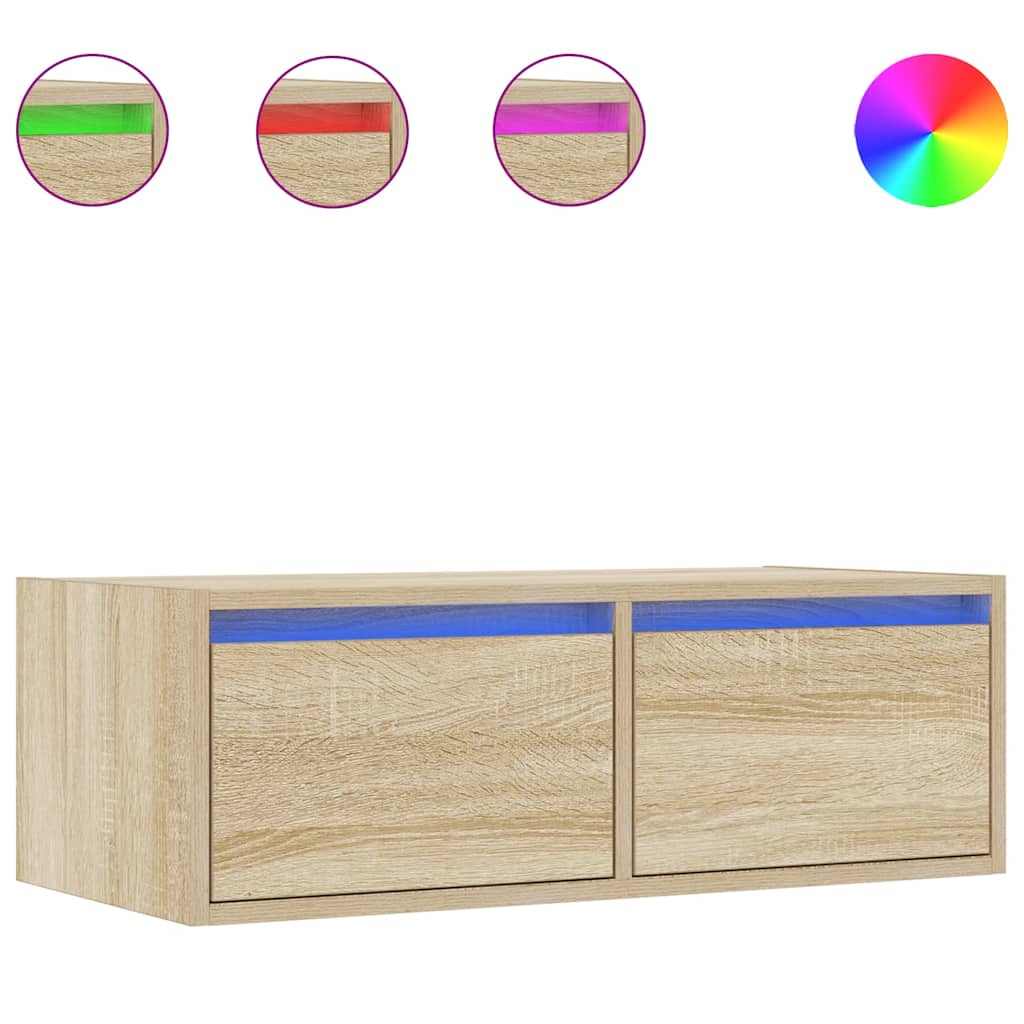 Meuble TV avec éclairage LED en chêne Sonoma 75x35,5x25 cm