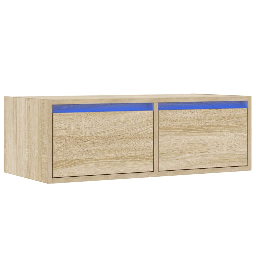 Meuble TV avec éclairage LED en chêne Sonoma 75x35,5x25 cm