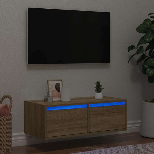 Meuble TV avec éclairage LED en chêne Sonoma 75x35,5x25 cm