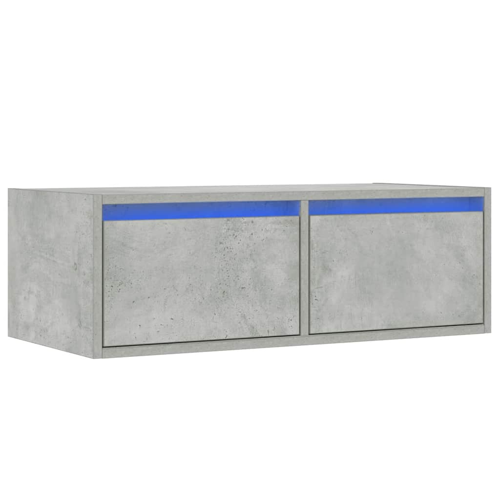 TV cabinet with LED lights, concrete grey, 75 x 35.5 x 25 cm