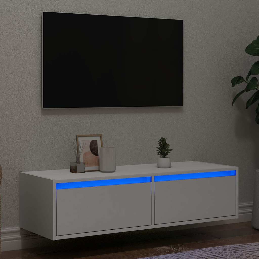 Meuble TV avec éclairage LED blanc 100x35,5x25 cm