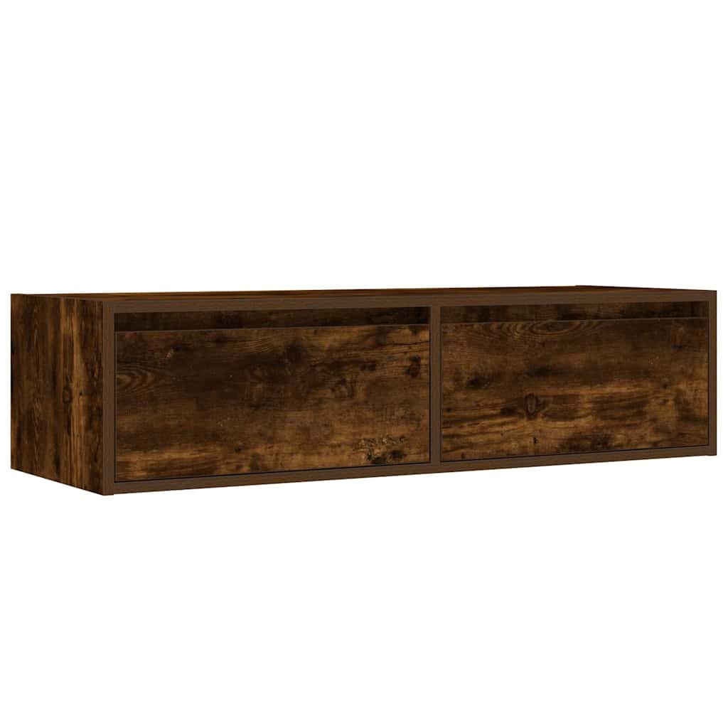 TV cabinet with LED lights smoked oak 100x35.5x25 cm