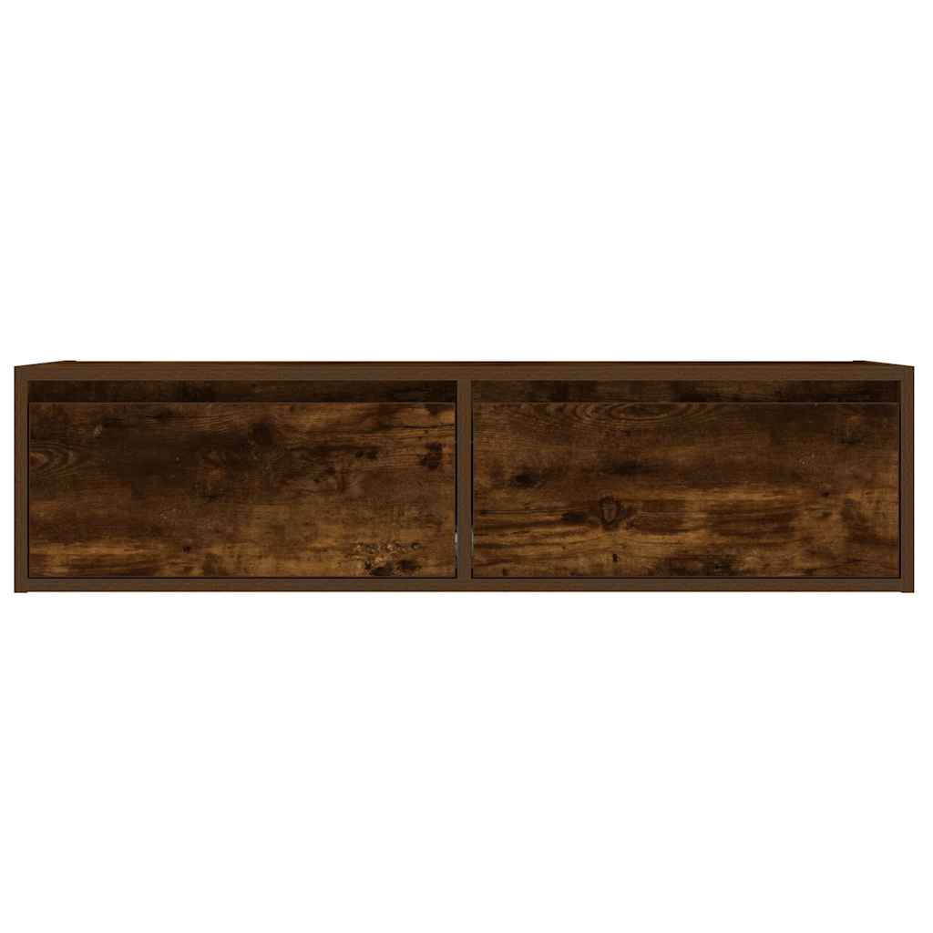 TV cabinet with LED lights smoked oak 100x35.5x25 cm