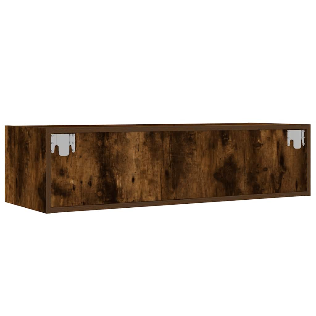 TV cabinet with LED lights smoked oak 100x35.5x25 cm