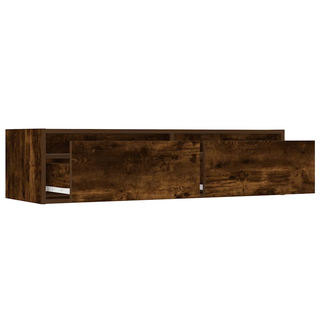 TV cabinet with LED lights smoked oak 100x35.5x25 cm