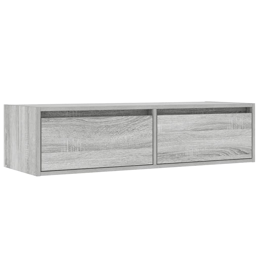 TV cabinet with LED lights, Sonoma grey, 100 x 35.5 x 25 cm