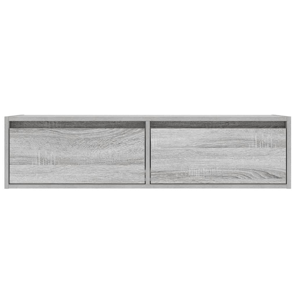 TV cabinet with LED lights, Sonoma grey, 100 x 35.5 x 25 cm