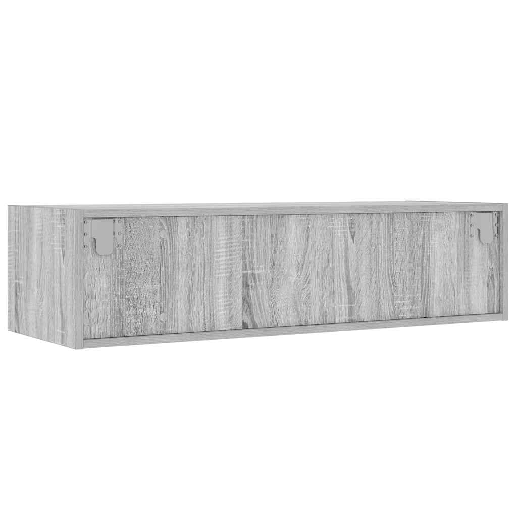 TV cabinet with LED lights, Sonoma grey, 100 x 35.5 x 25 cm