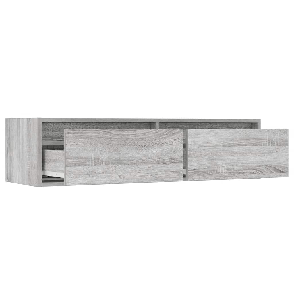 TV cabinet with LED lights, Sonoma grey, 100 x 35.5 x 25 cm