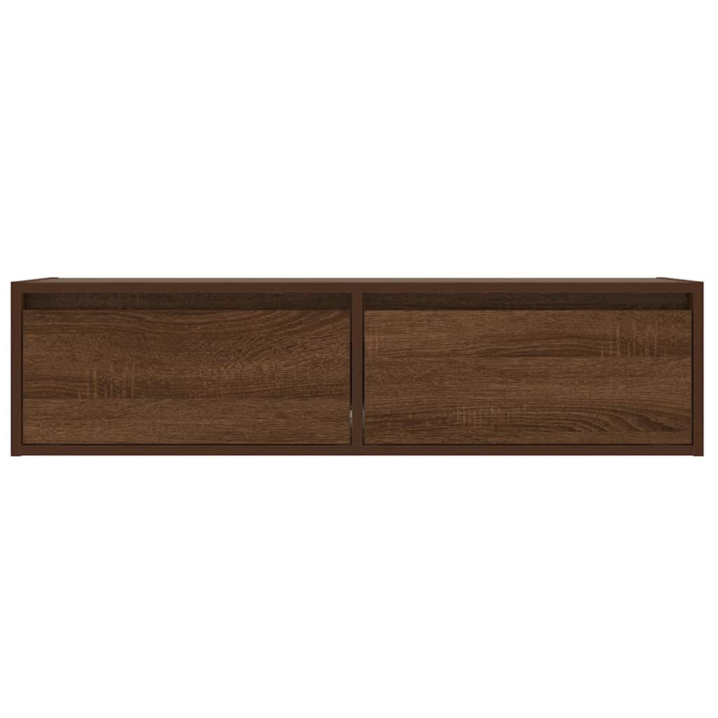 TV cabinet with LED lights, brown oak look, 100 x 35.5 x 25 cm
