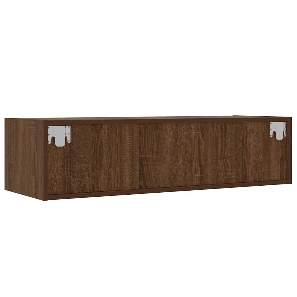 TV cabinet with LED lights, brown oak look, 100 x 35.5 x 25 cm
