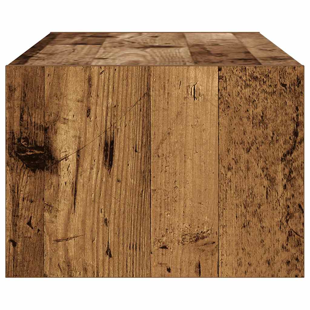 Meuble TV avec éclairage LED, aspect bois récupéré, 100 x 35,5 x 25 cm