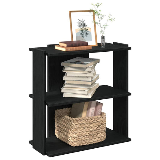 Bibliothèque 3 étagères noire 60x30x60 cm en bois