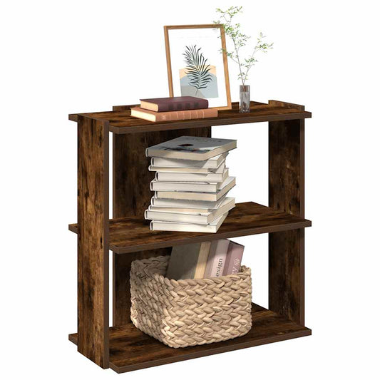 Bibliothèque 3 étagères en chêne fumé 60x30x60 cm matériau bois