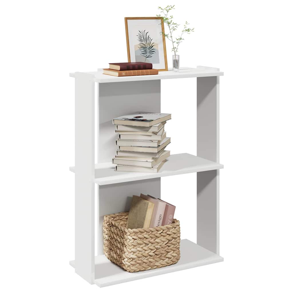 Bibliothèque 3 étagères blanche 60x30x80 cm en bois