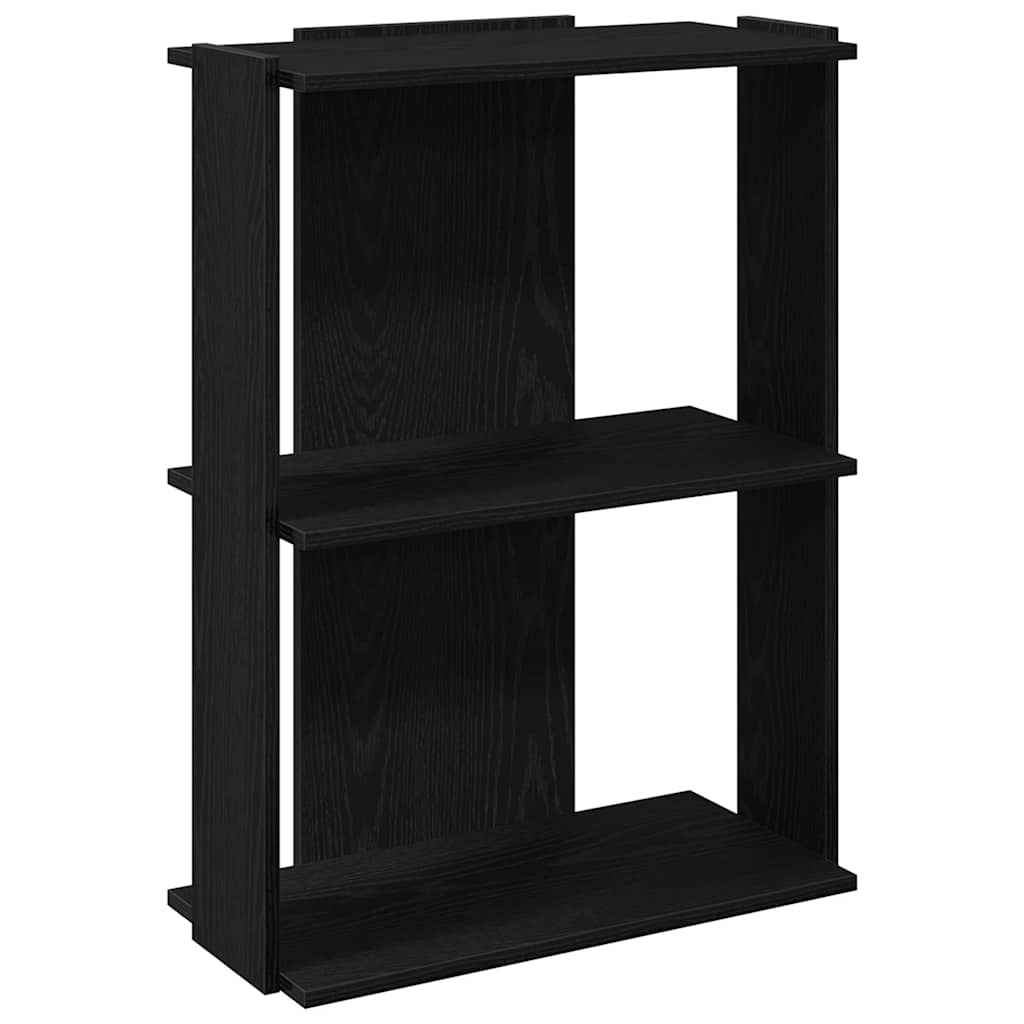 Bibliothèque 3 étagères noire 60x30x80 cm en bois