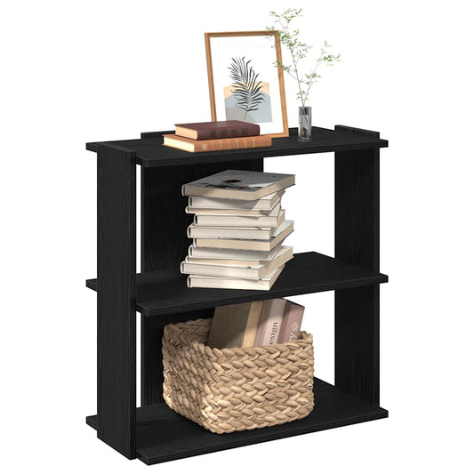 Bibliothèque 3 étagères noire 60x30x80 cm en bois