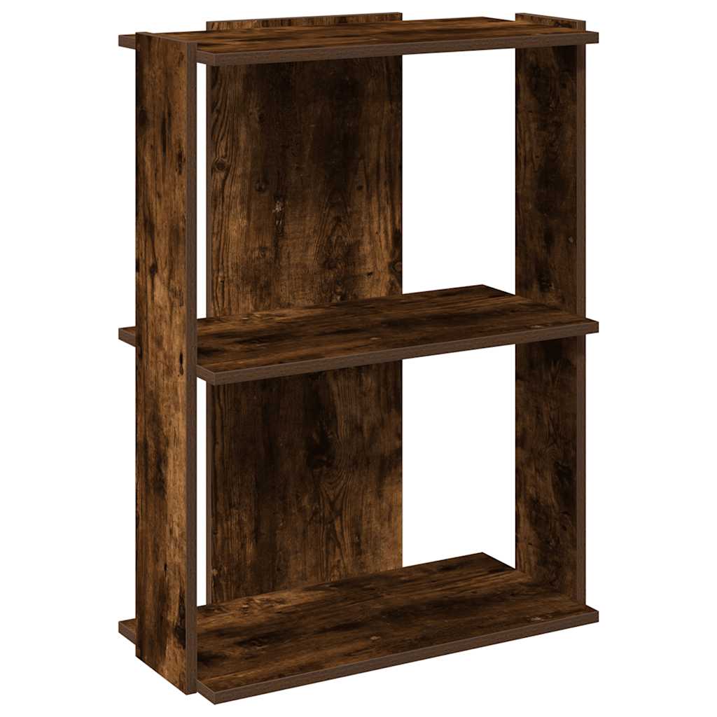Bibliothèque 3 étagères en chêne fumé 60x30x80 cm matériau bois