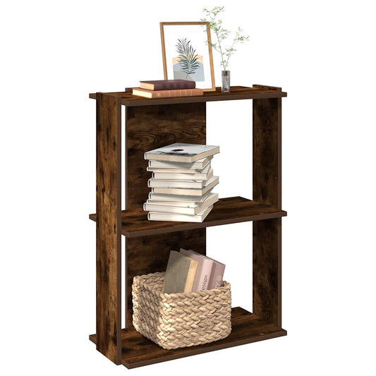 Bibliothèque 3 étagères en chêne fumé 60x30x80 cm matériau bois