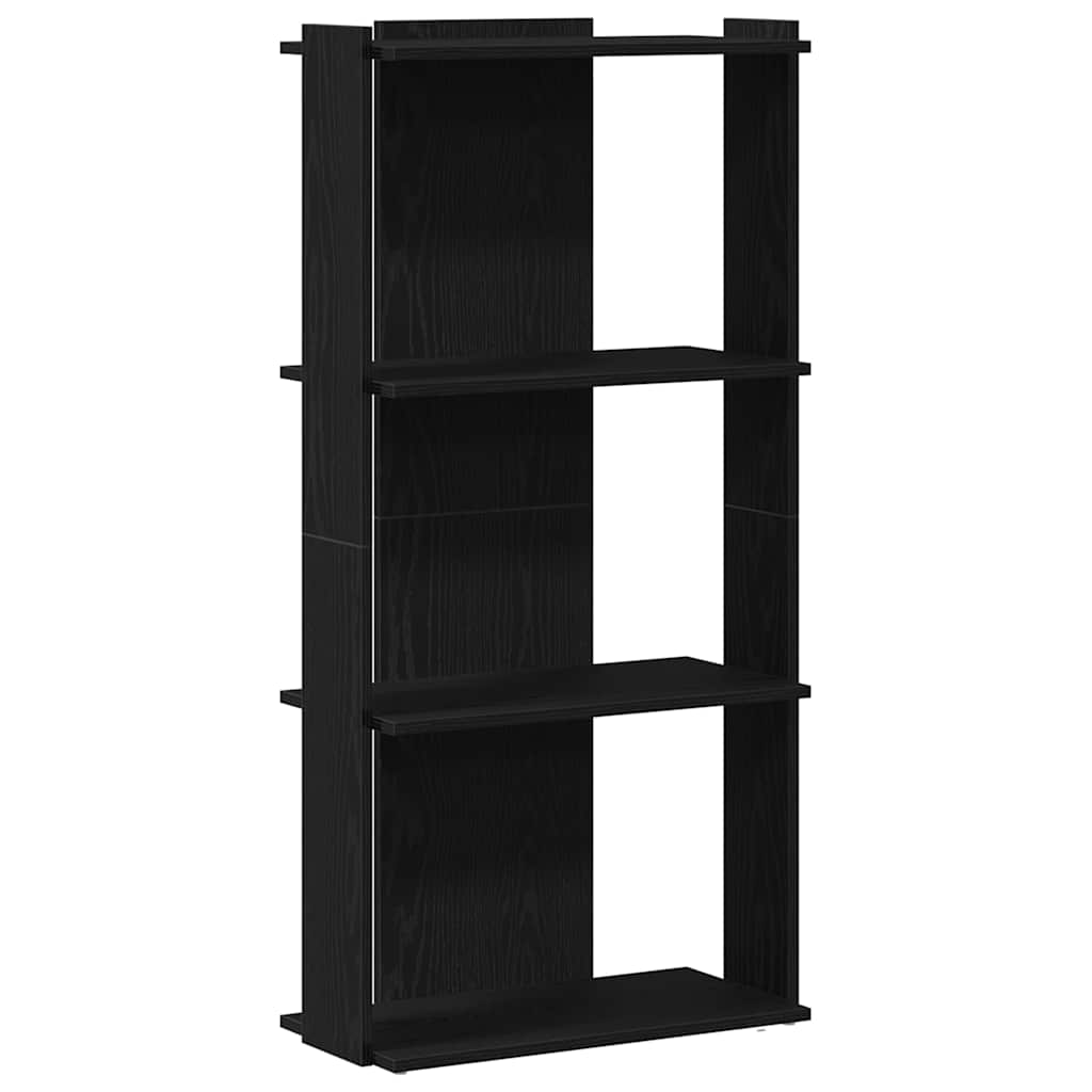 Bibliothèque 3 étagères noire 60x30x120 cm en bois