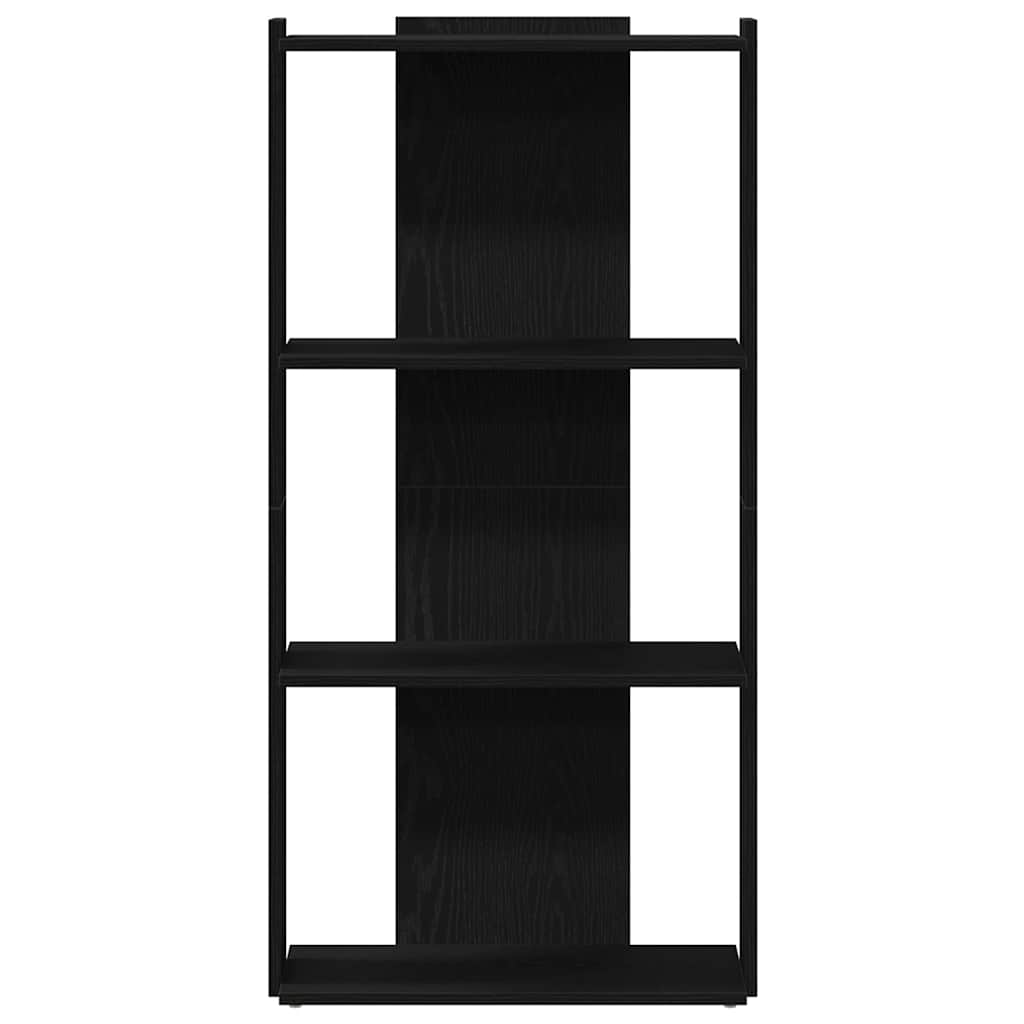 Bibliothèque 3 étagères noire 60x30x120 cm en bois