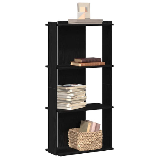 Bibliothèque 3 étagères noire 60x30x120 cm en bois