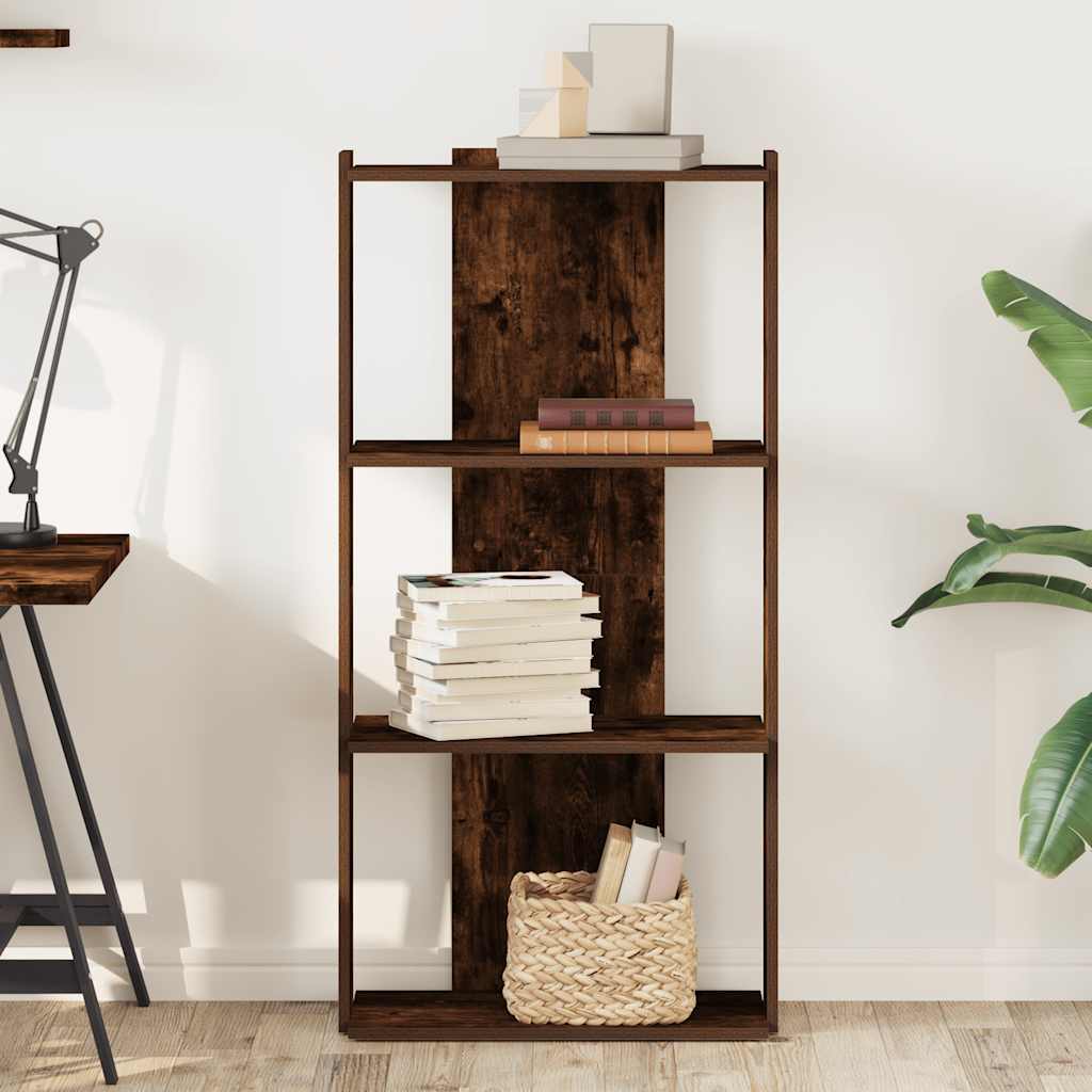 Bibliothèque 3 étagères en chêne fumé 60x30x120 cm matériau bois