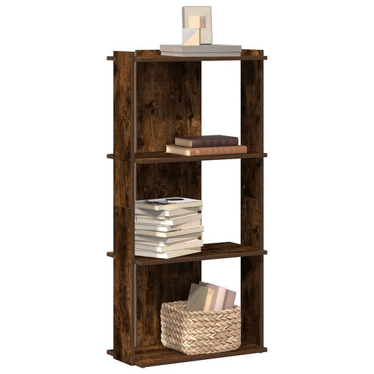 Bibliothèque 3 étagères en chêne fumé 60x30x120 cm matériau bois