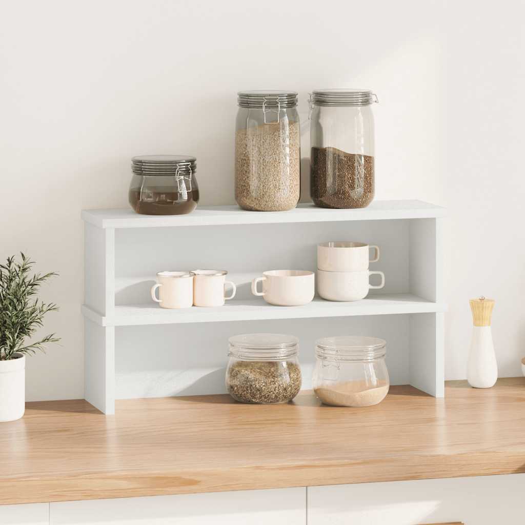 Étagères de cuisine empilables, lot de 2, blanches, 60 x 15 x 16 cm