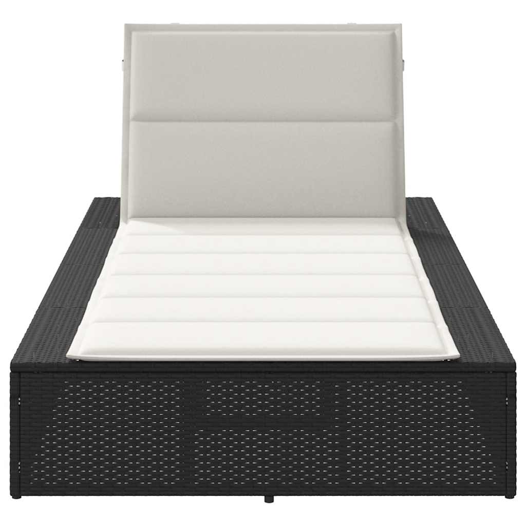 Chaise longue avec coussin flottant en polyrotin noir