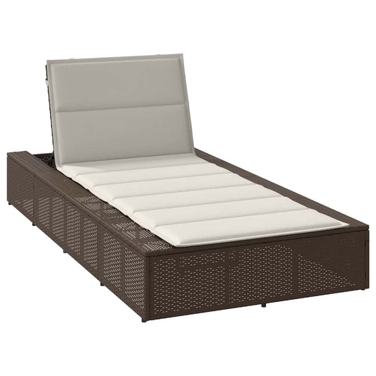 Chaise longue avec coussin flottant en polyrotin marron