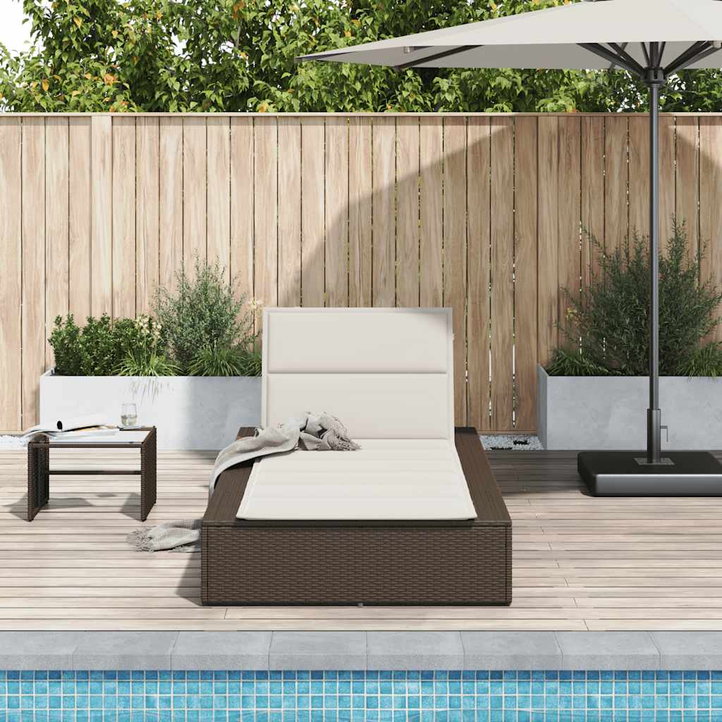 Chaise longue avec coussin flottant en polyrotin marron