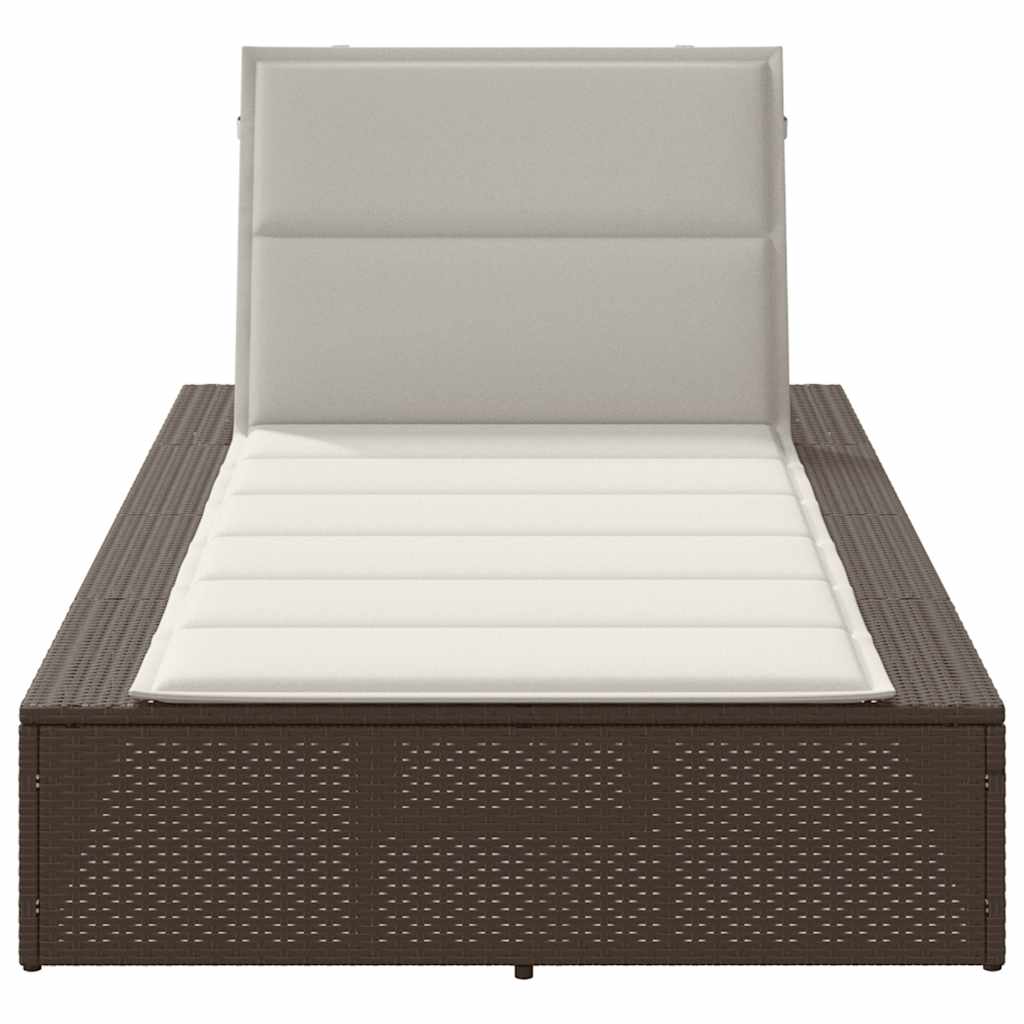 Chaise longue avec coussin flottant en polyrotin marron