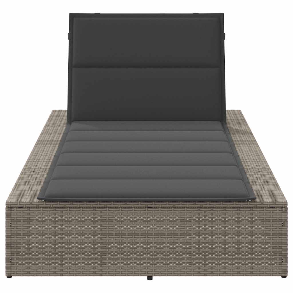 Chaise longue avec coussin flottant en polyrotin gris
