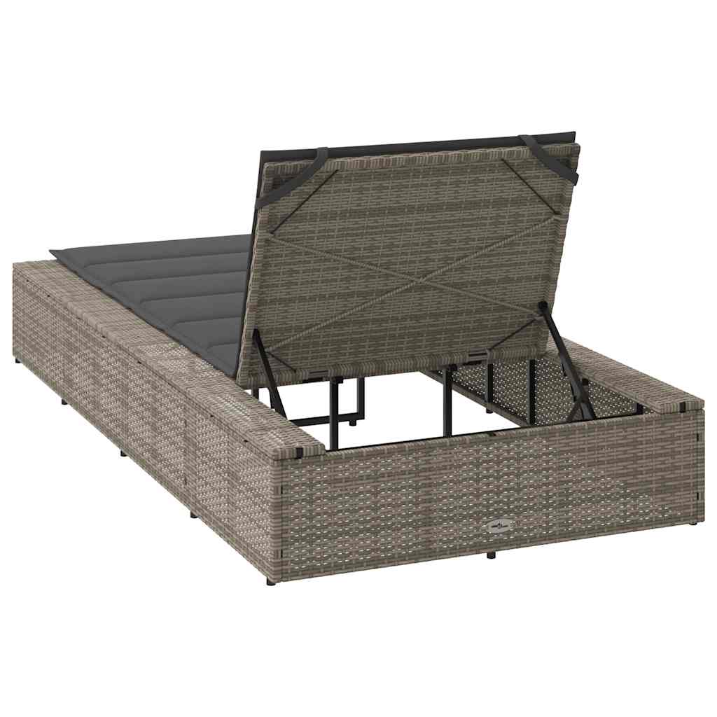 Chaise longue avec coussin flottant en polyrotin gris