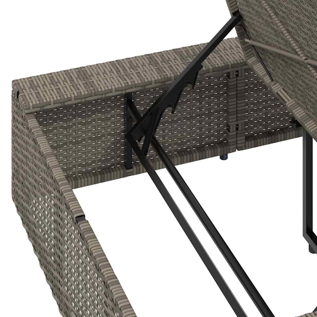Chaise longue avec coussin flottant en polyrotin gris