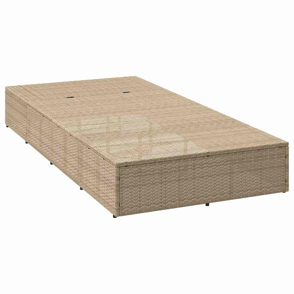 Chaise longue avec coussin flottant en polyrotin beige