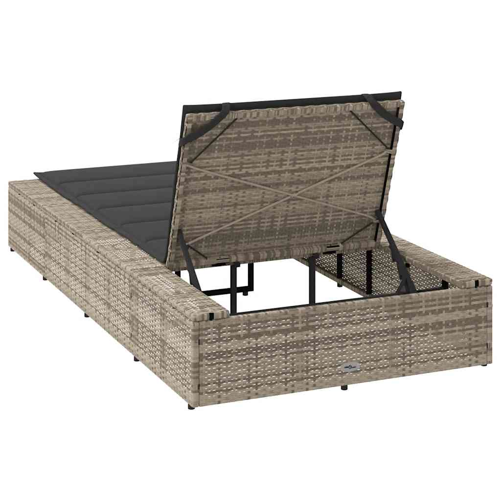 Chaise longue avec coussin flottant en polyrotin gris clair