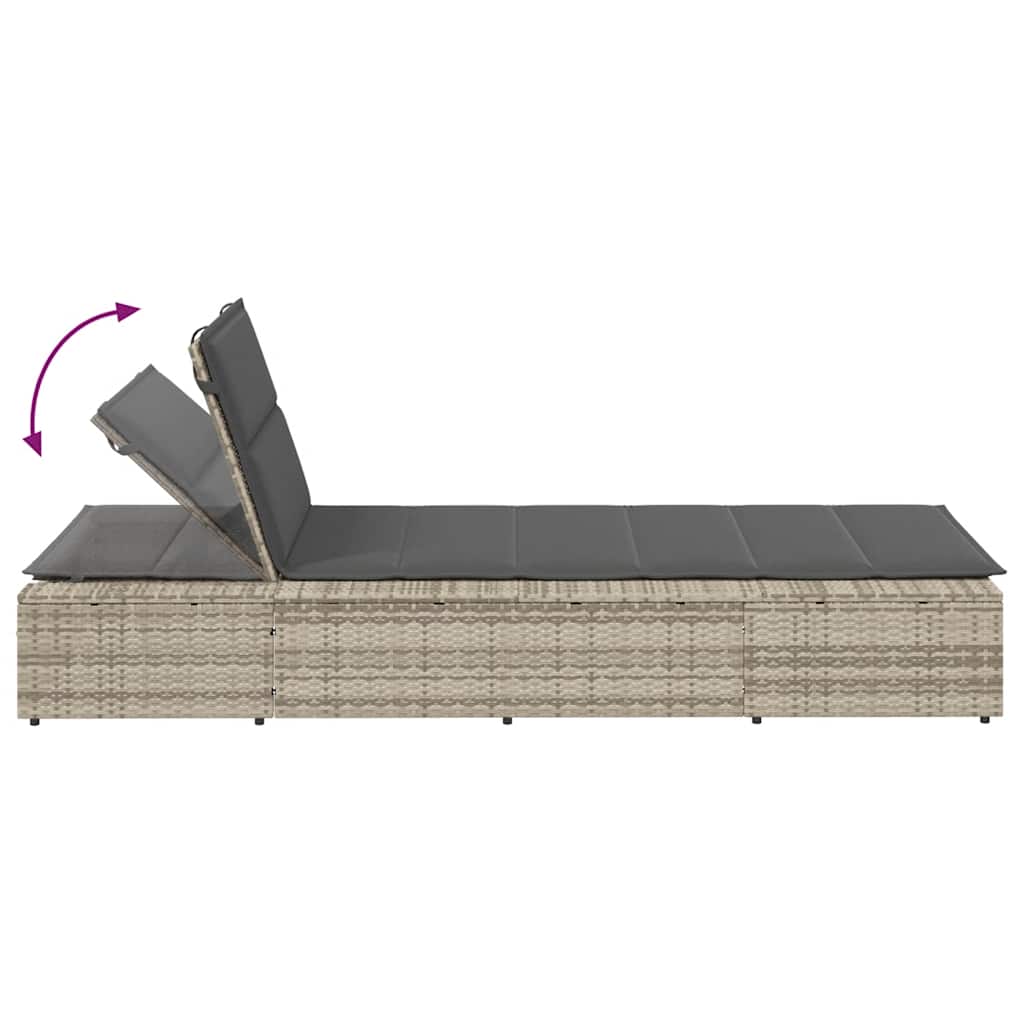 Chaise longue avec coussin flottant en polyrotin gris clair