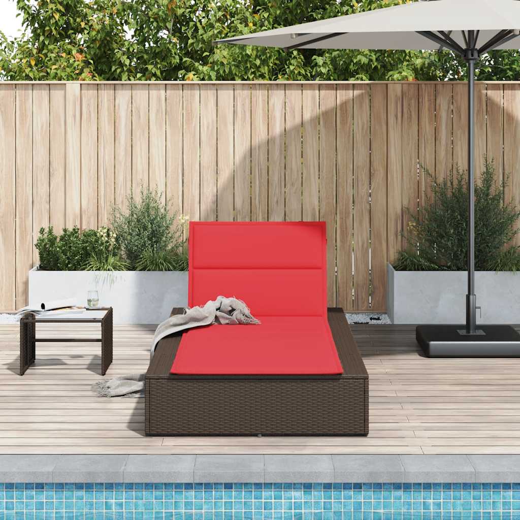 Chaise longue avec coussin flottant en polyrotin marron